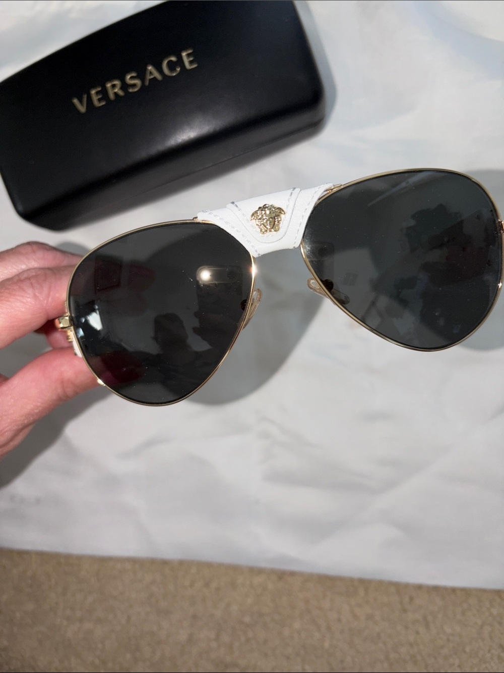 Versace Authentic Unisex Black Lens Aviators sunglasses